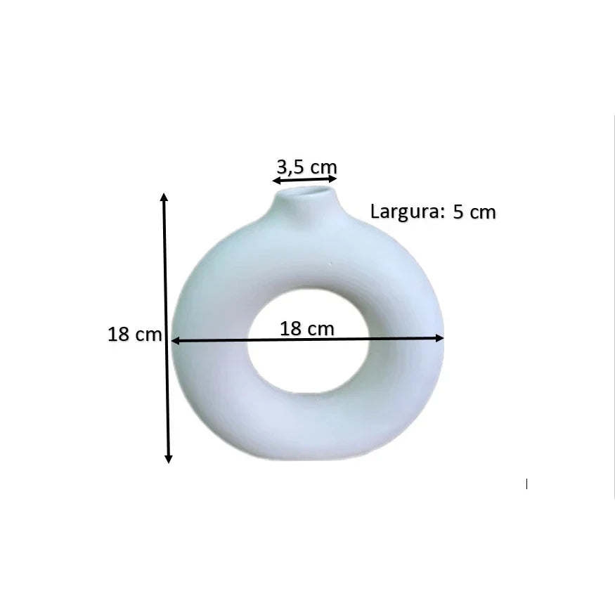 Vaso Nórdico Circular de Cerâmica Decorativo