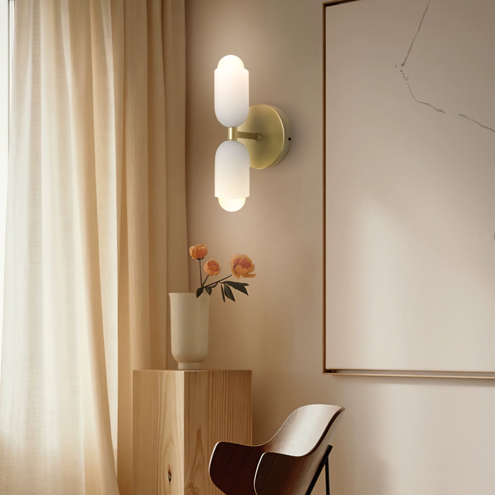 Arandela de Parede Dupla Minimalista Crema