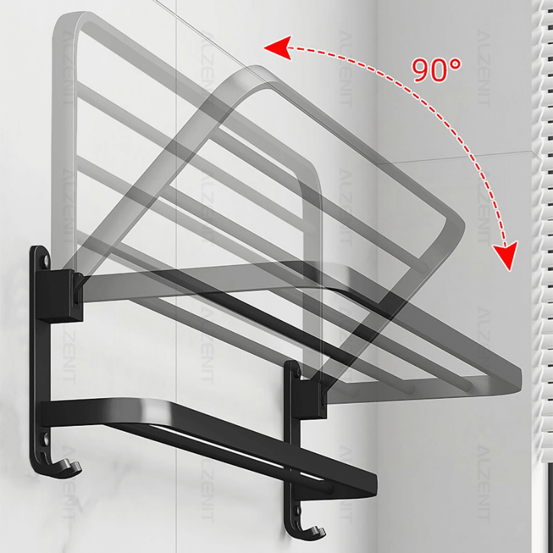 Toalheiro Duplo Preto Matte | Alumínio Espacial Luxo e Design