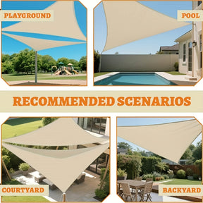 1 Tela de Sol Triangular para Exterior | Proteção UV, Ideal para Piscina, Toldo, Quintal, Pátio, Deck e Atividades de Jardim - Cor Cáqui